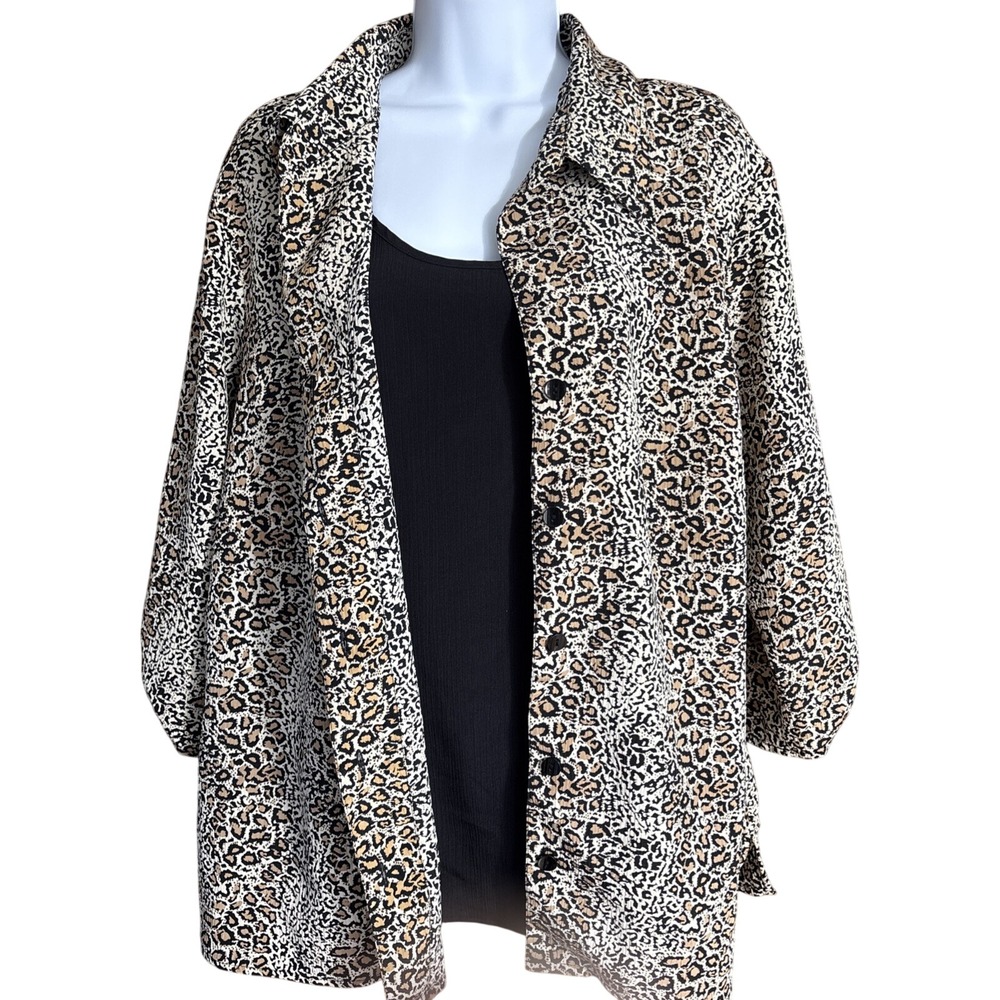 White Stag Women's 2X (18W/20W) Animal Print Jacket And Tank 2 Piece Top
